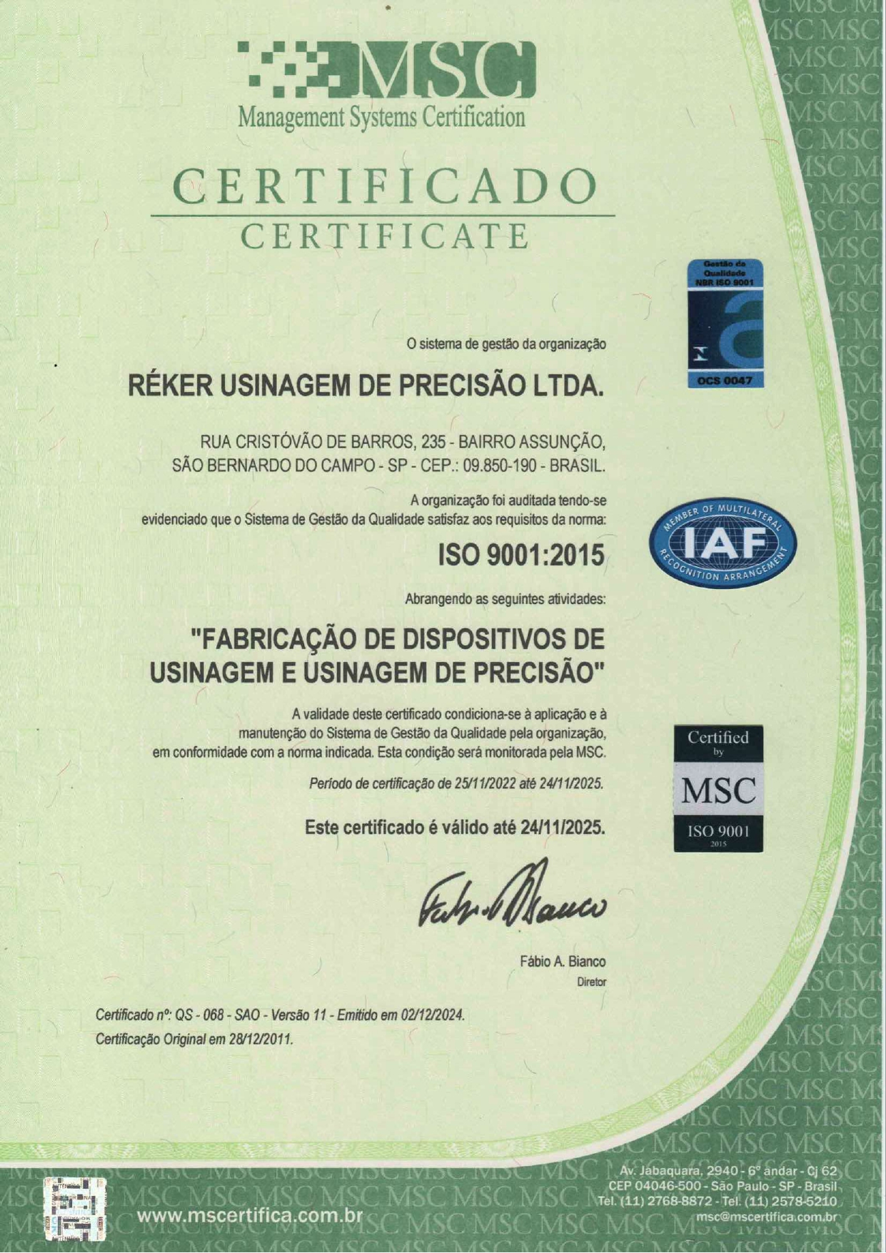 Certificado ISO